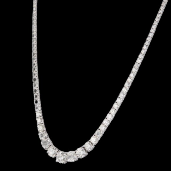 Elegant Diamondette Tennis Necklace, Graduated 16" - Picture 3 of 7